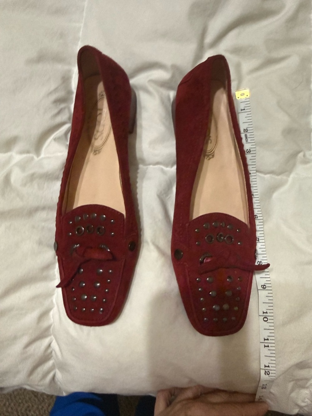 Tod's Burgundy Suede Studded Driving Loafers 10 40 - Picture 5 of 10